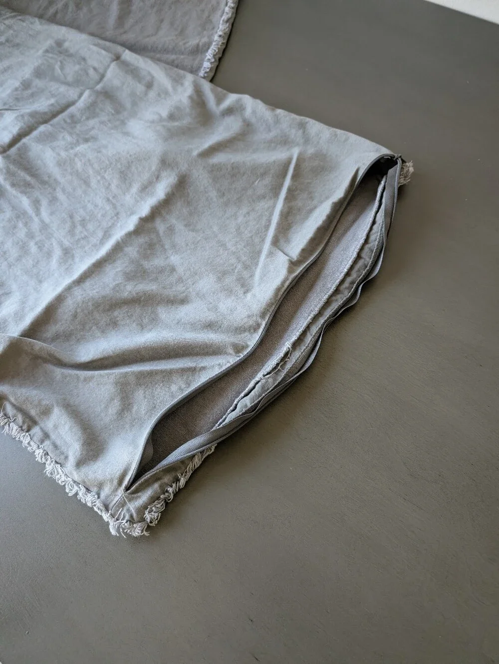 Casaluna Gray Rayon Linen Woven Pillowcases Zipper Size King